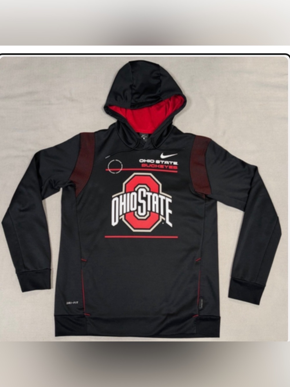 Nike Men's Black and Red Ohio State Performance Hoodie